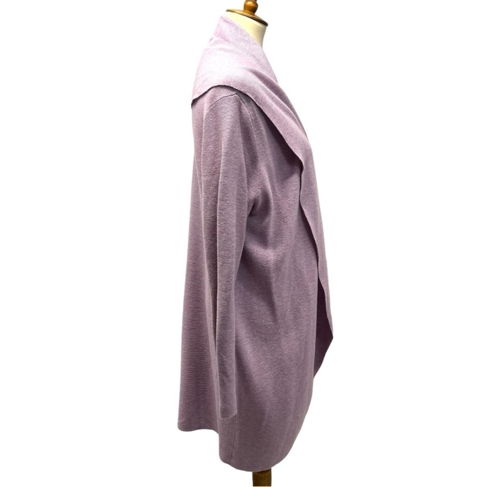 Eileen Fisher Lavender Cotton Linen Blend Open Front Cardigan Sweater Women’s L - Picture 7 of 11